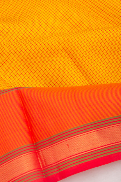 Kanchipuram Silk Checks Yellow Saree