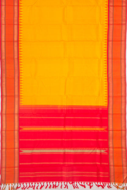 Kanchipuram Silk Checks Yellow Saree