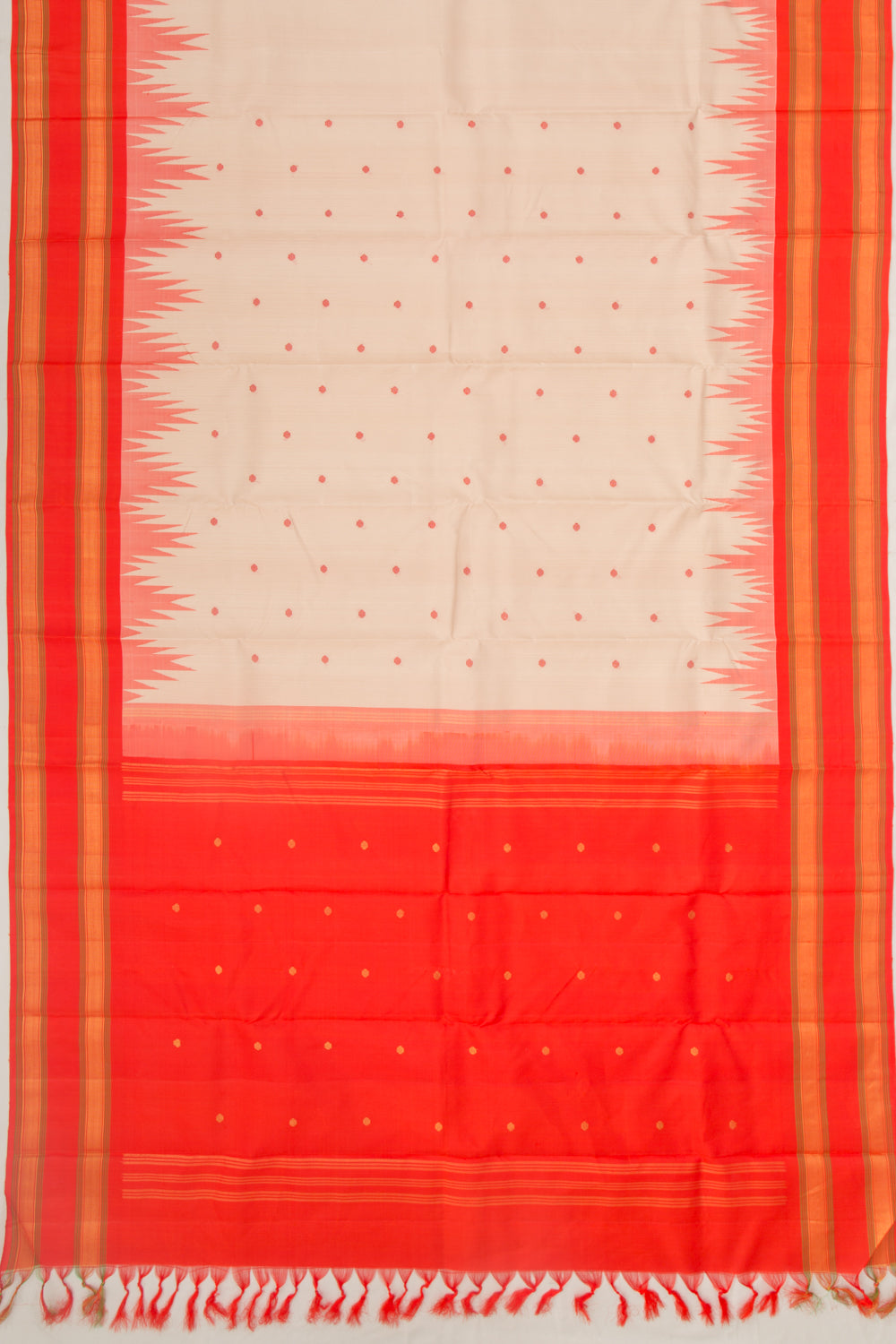 Kanchipuram Silk Butta Cream Saree