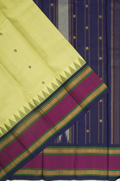 Gadwal Silk Butta Lemon Yellow Saree