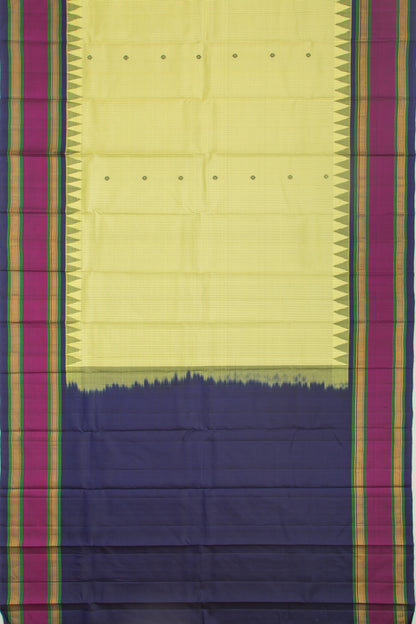 Kanchipuram Silk Checks And Butta Lemon Yellow Saree