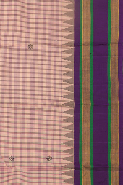 Kanchipuram Silk Checks And Butta Peach Saree