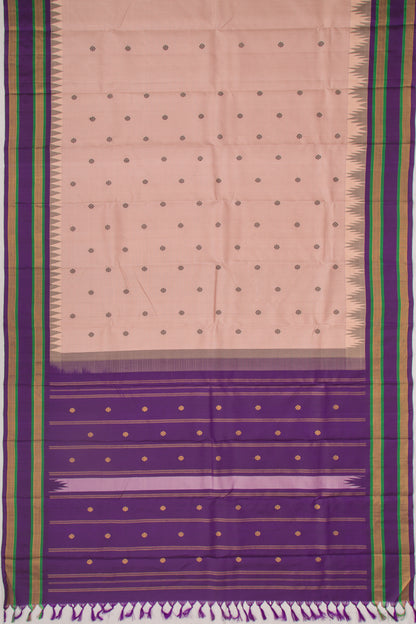 Kanchipuram Silk Checks And Butta Peach Saree