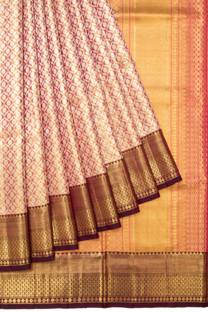 Kanchipuram Silk Tissue Brocade Pink Saree