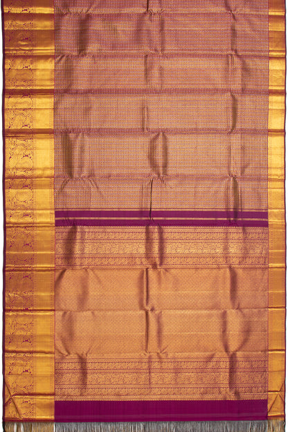 Kanchipuram Silk Checks And Butta Purple Saree