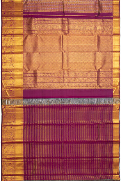 Kanchipuram Silk Checks And Butta Purple Saree