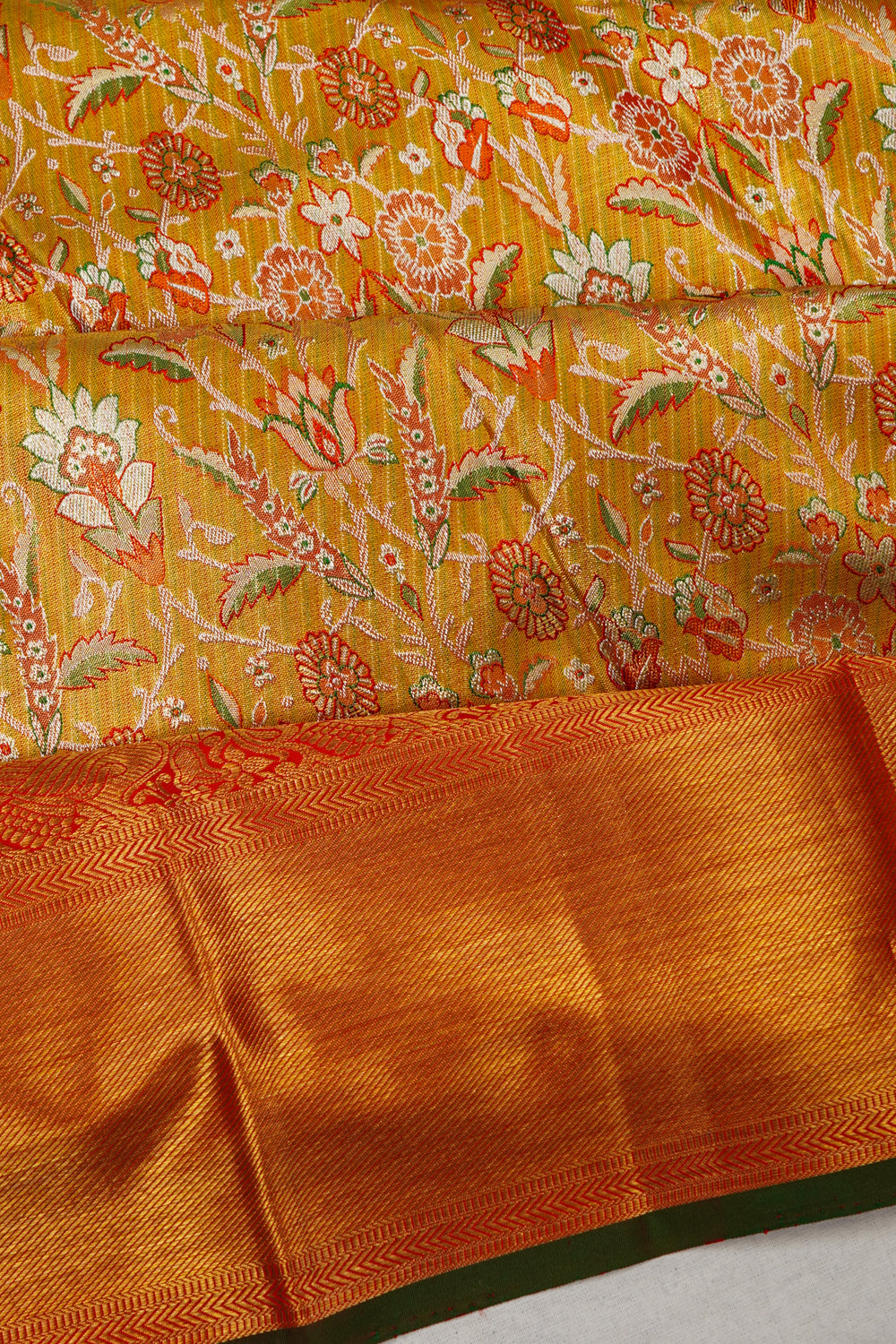 Kanchipuram Silk Tissue Brocade Gold Saree
