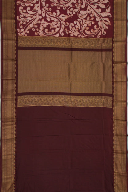 Chanderi Silk Batik Printed Coffee Brown Saree