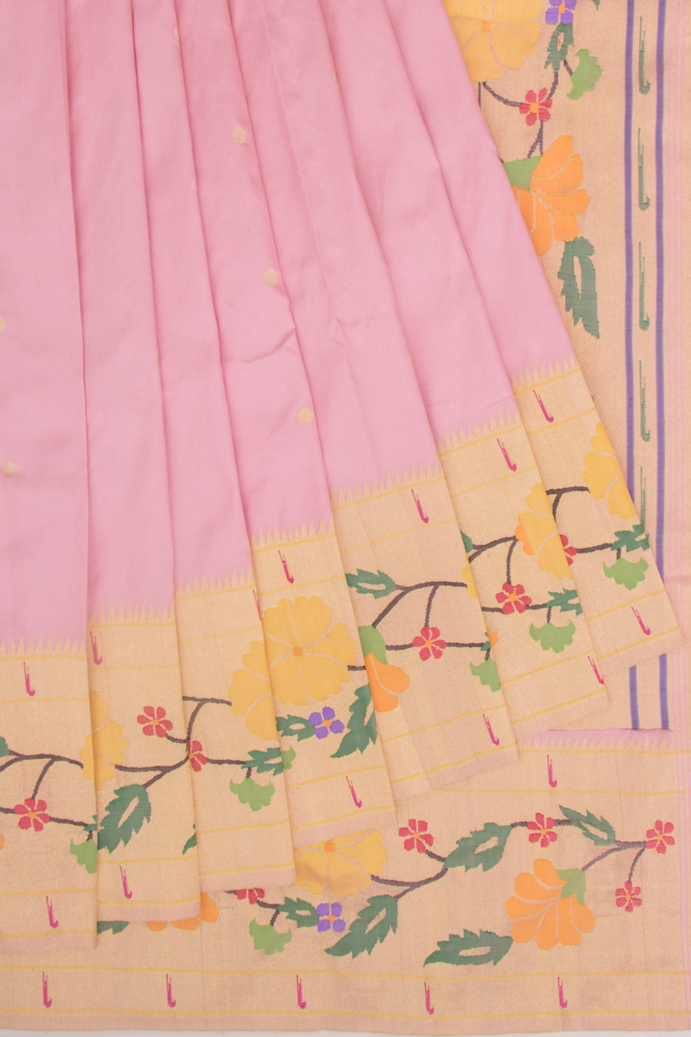 Paithani Silk Butta Baby Pink Saree