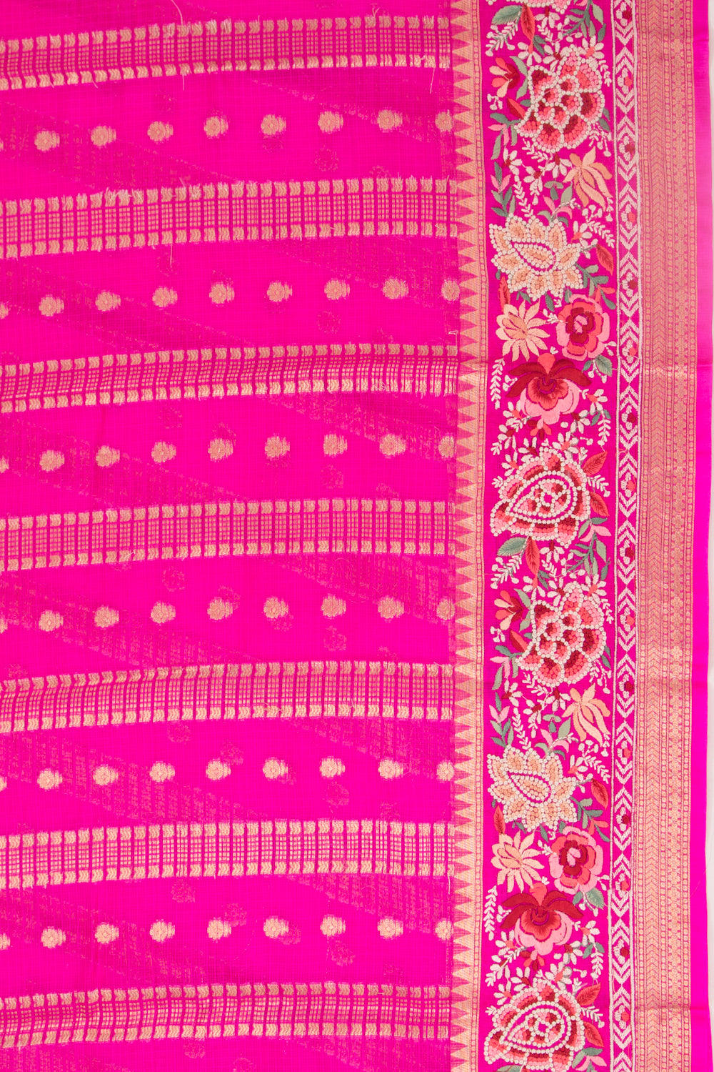 Kota Soft Silk Vertical Lines Pink Saree