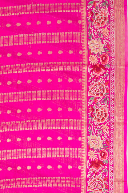 Kota Soft Silk Vertical Lines Pink Saree