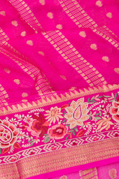 Kota Soft Silk Vertical Lines Pink Saree