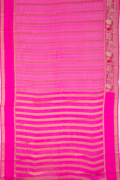 Kota Soft Silk Vertical Lines Pink Saree