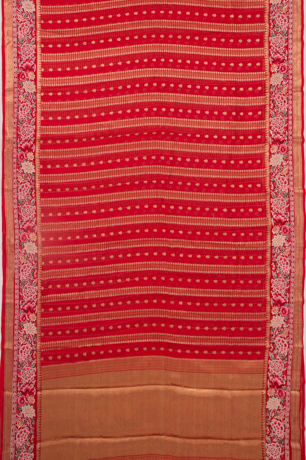 Kota Soft Silk Vertical Lines Red Saree