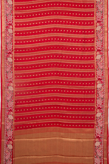 Kota Soft Silk Vertical Lines Red Saree