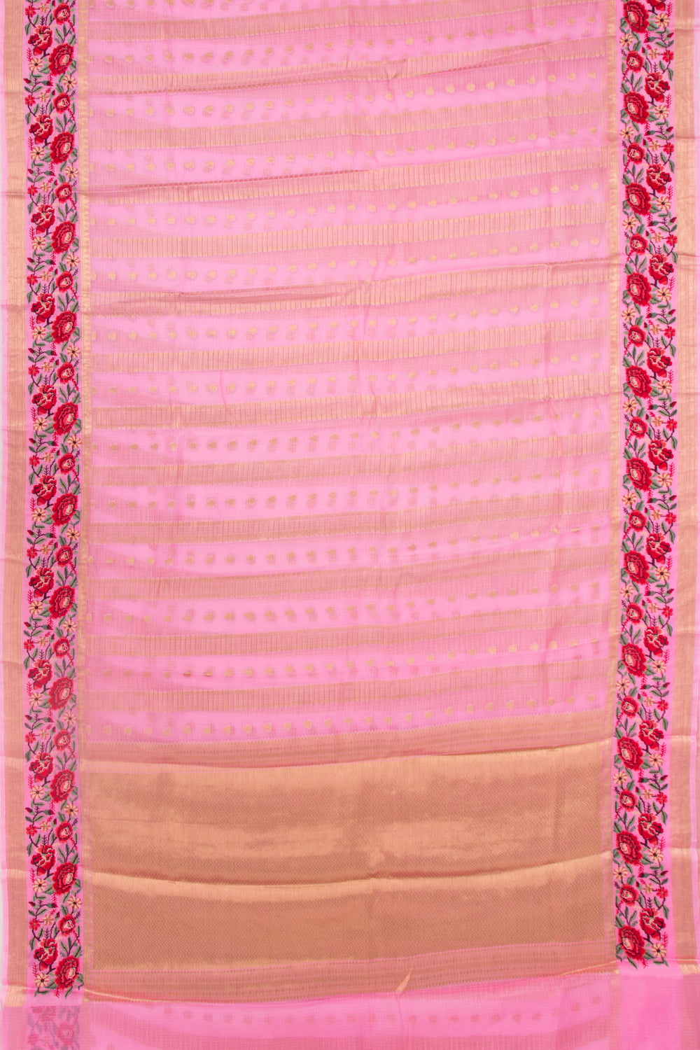 Kota Soft Silk Vertical Lines Baby Pink Saree