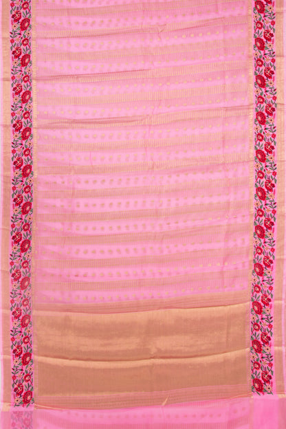 Kota Soft Silk Vertical Lines Baby Pink Saree