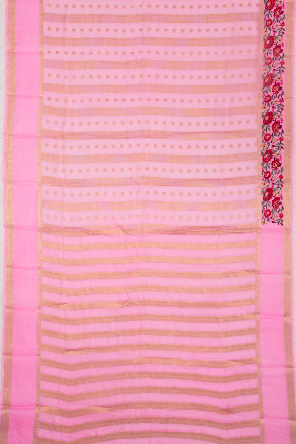 Kota Soft Silk Vertical Lines Baby Pink Saree