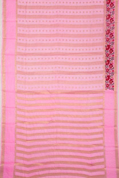 Kota Soft Silk Vertical Lines Baby Pink Saree