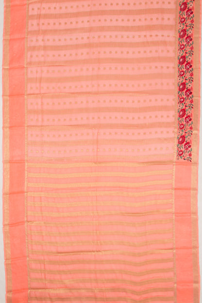 Kota Soft Silk Vertical Lines Orange Saree
