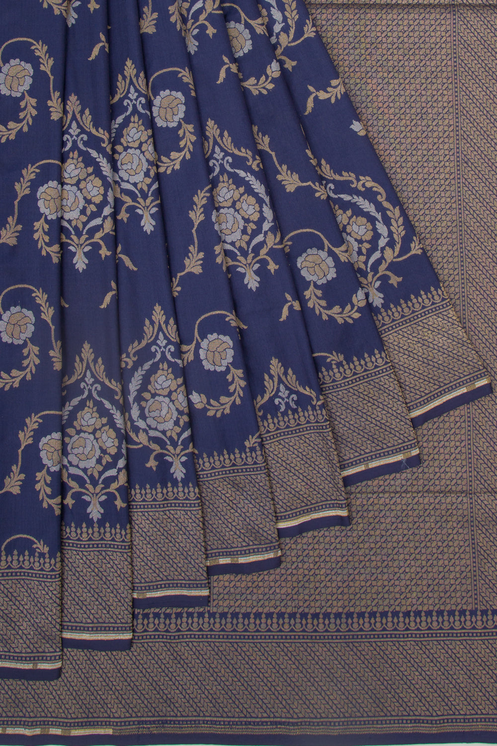 Banarasi Silk Jaal Dark Blue Saree