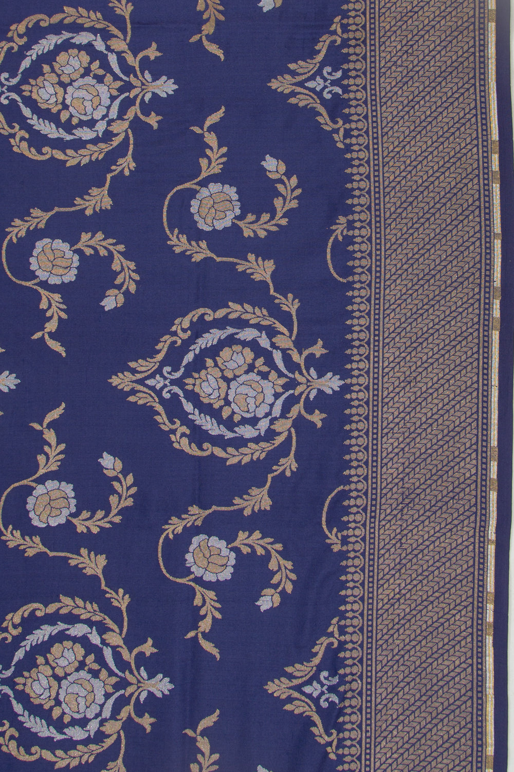 Banarasi Silk Jaal Dark Blue Saree