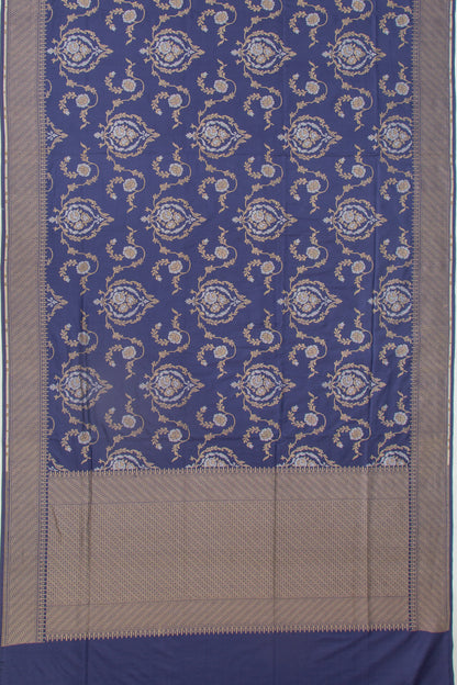 Banarasi Silk Jaal Dark Blue Saree