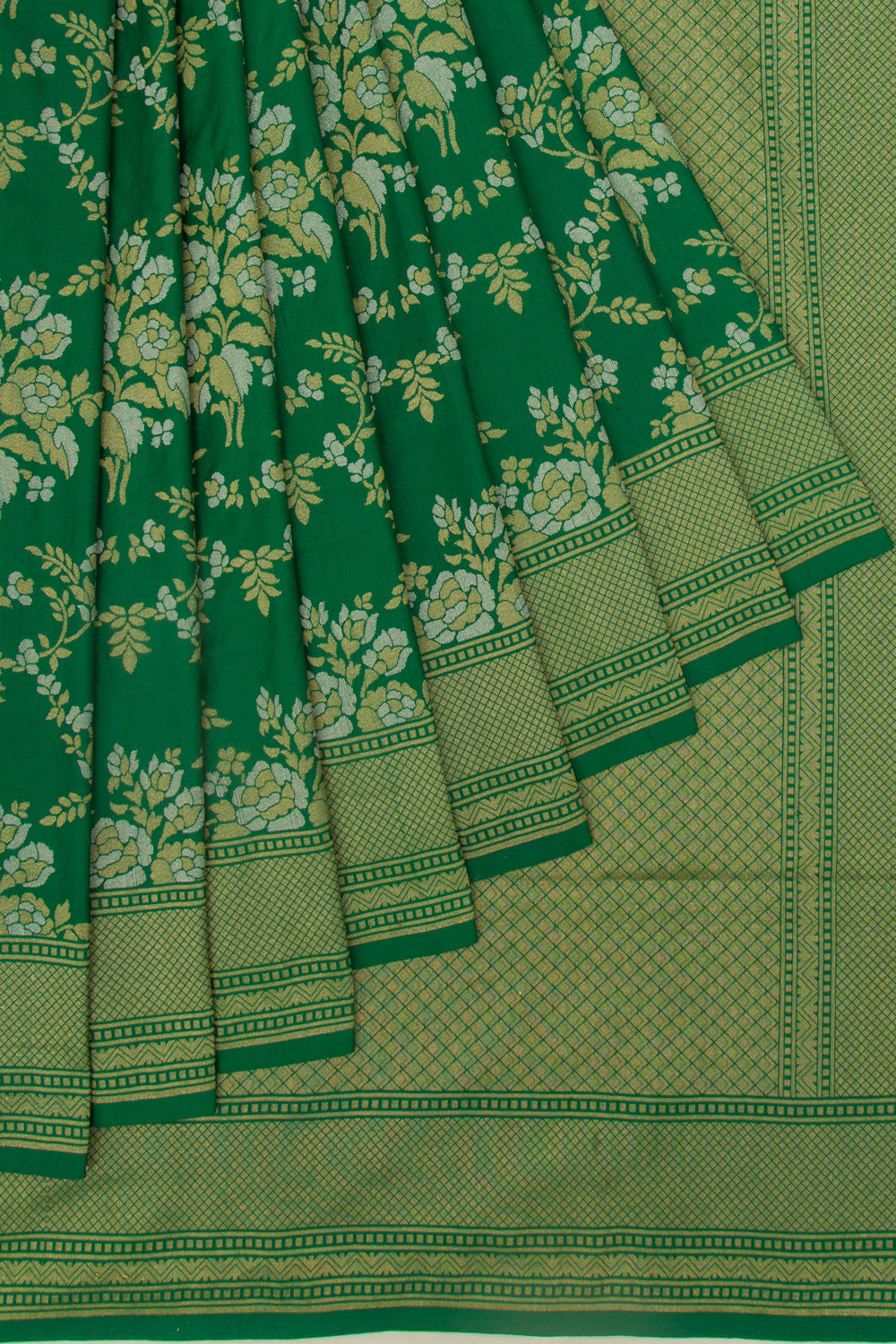 Banarasi Silk Phekwa Jaal Green Saree