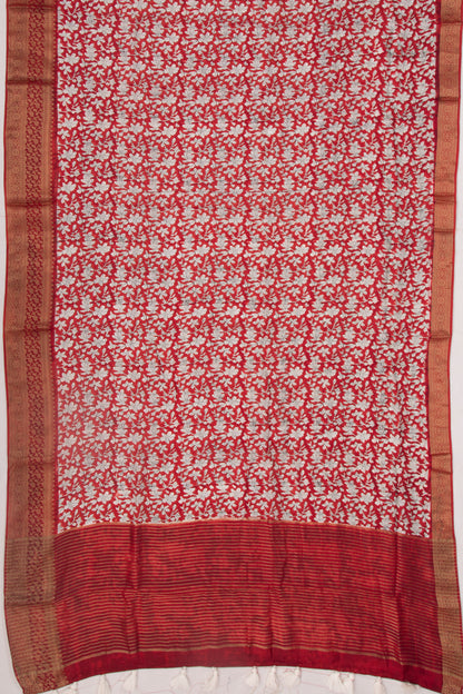 Chanderi Silk Floral Printed Red Saree