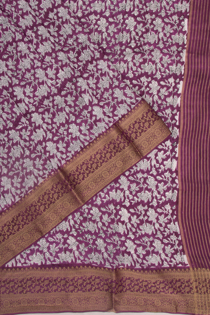 Chanderi Silk Floral Printed Purple Saree
