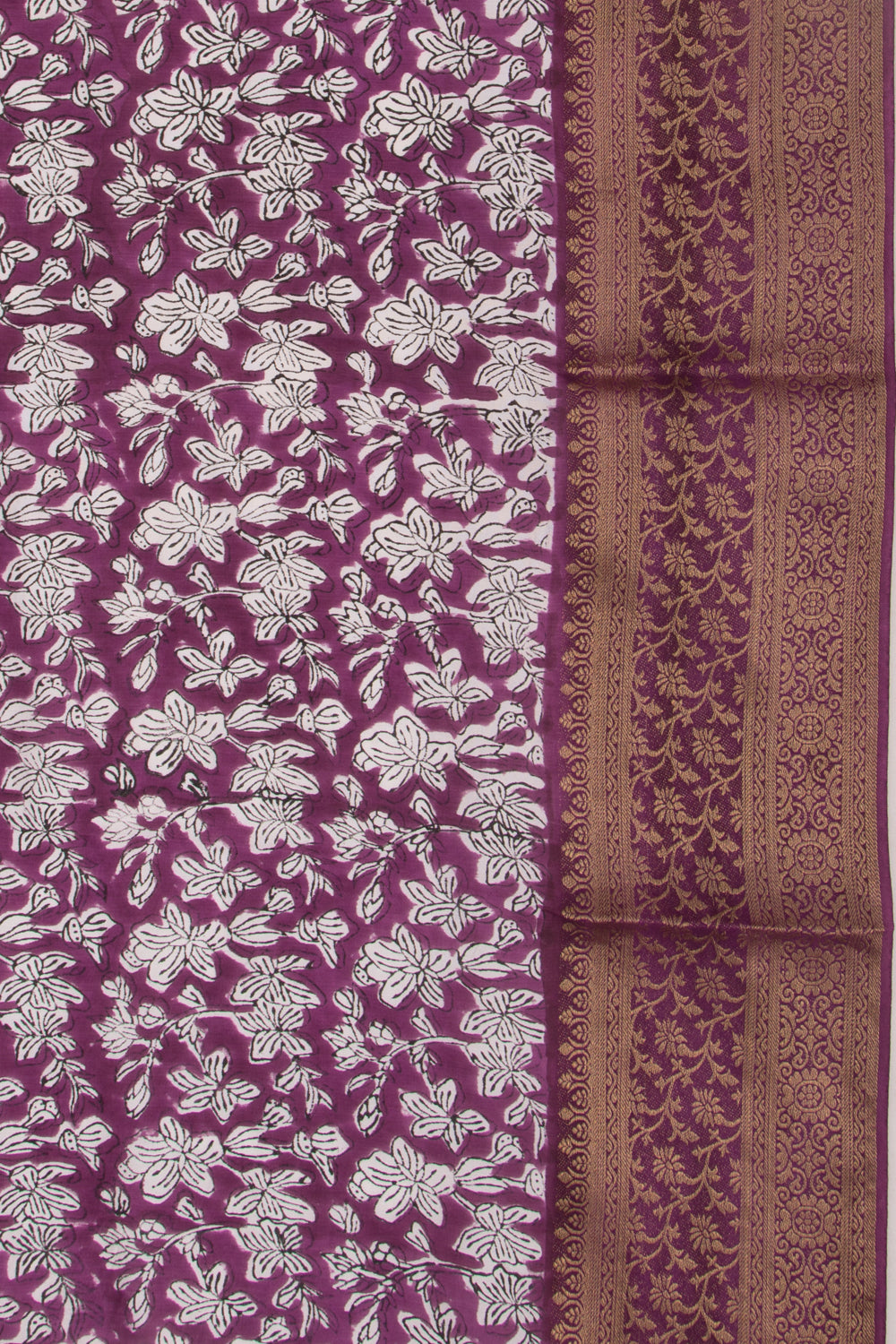 Chanderi Silk Floral Printed Purple Saree