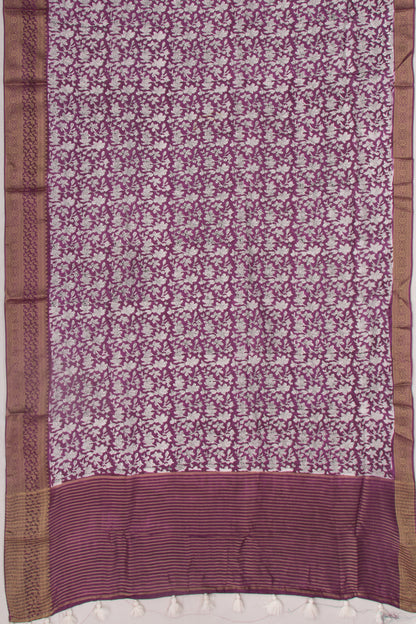 Chanderi Silk Floral Printed Purple Saree