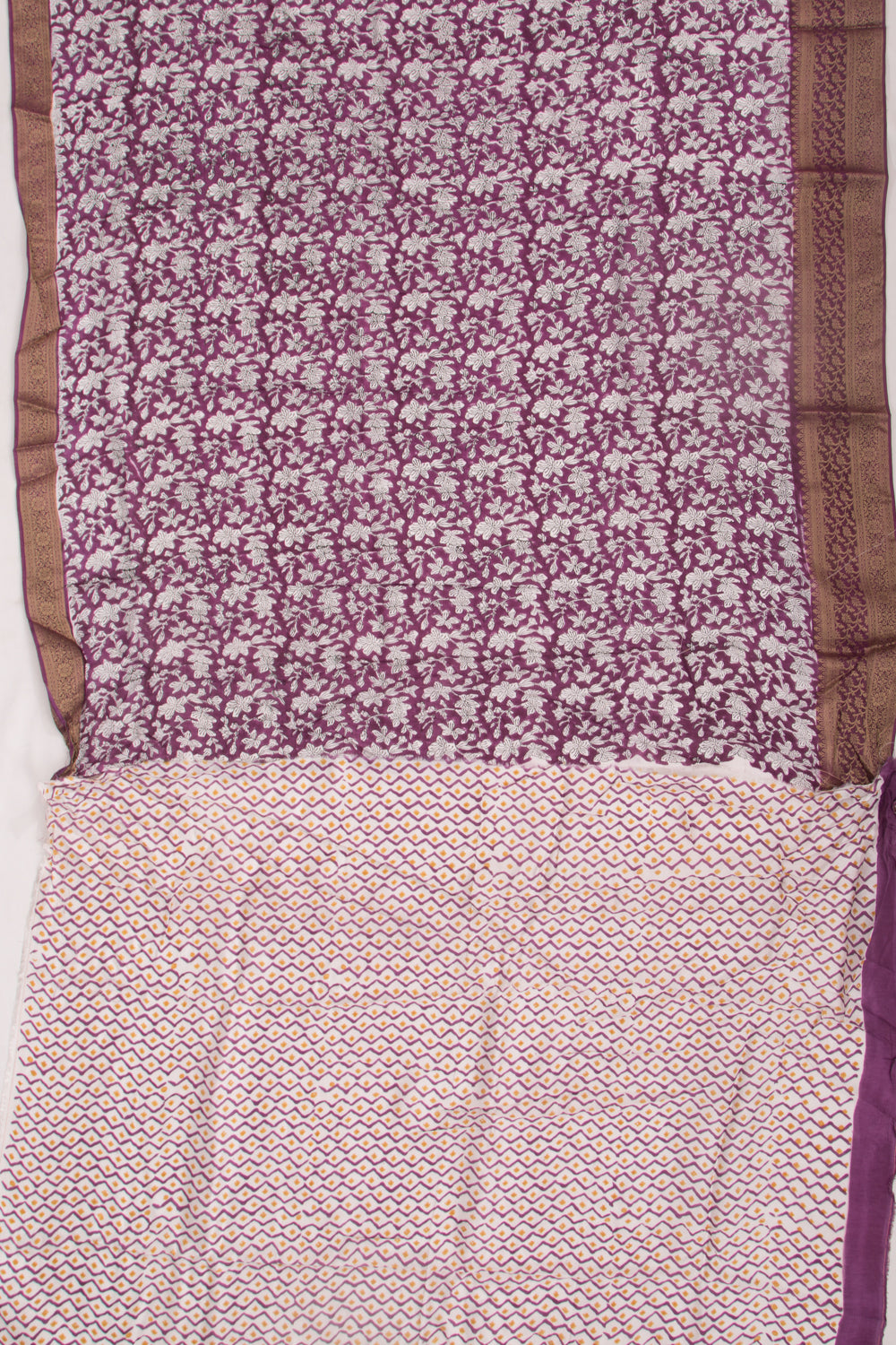 Chanderi Silk Floral Printed Purple Saree