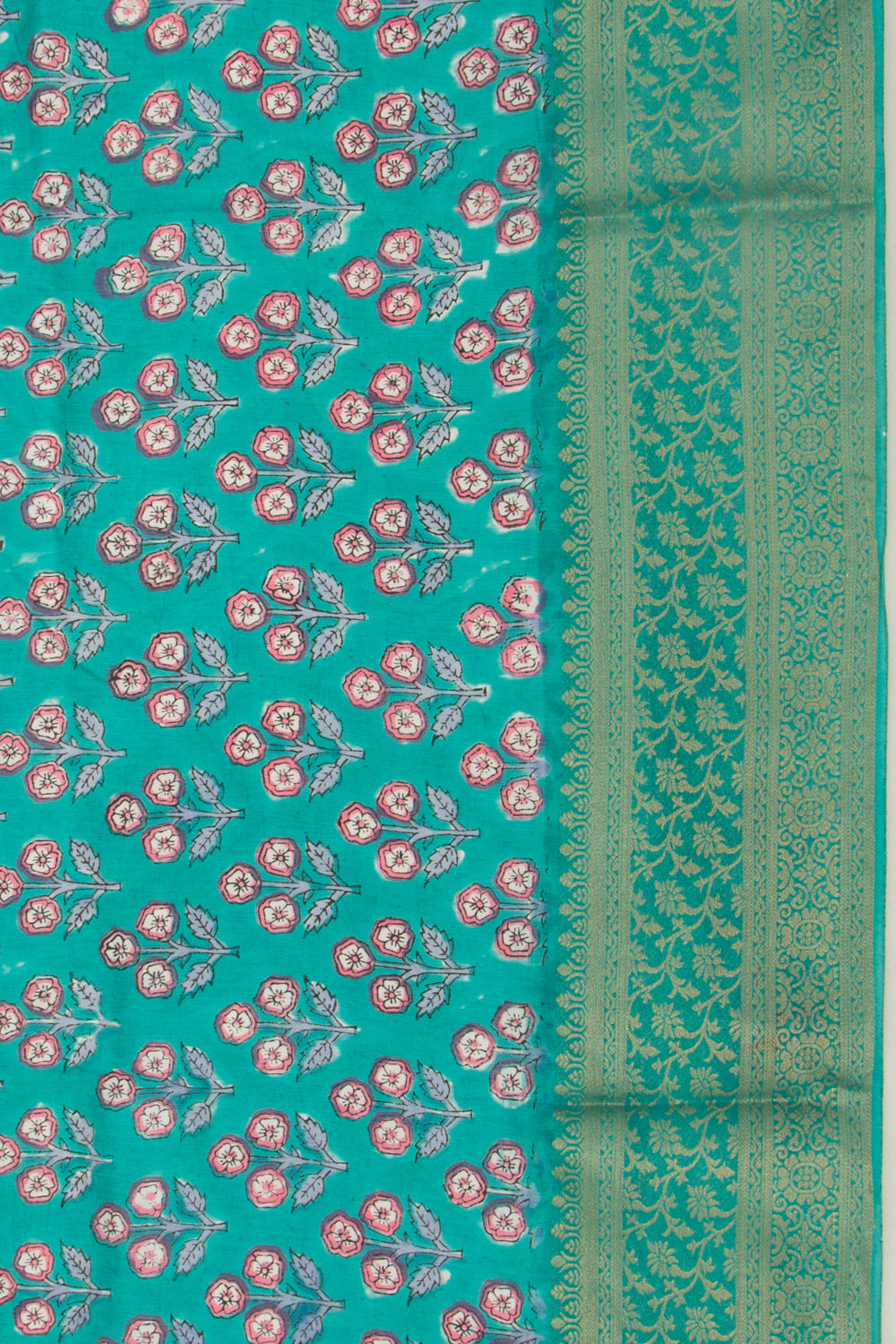 Chanderi Silk Floral Printed Green Saree