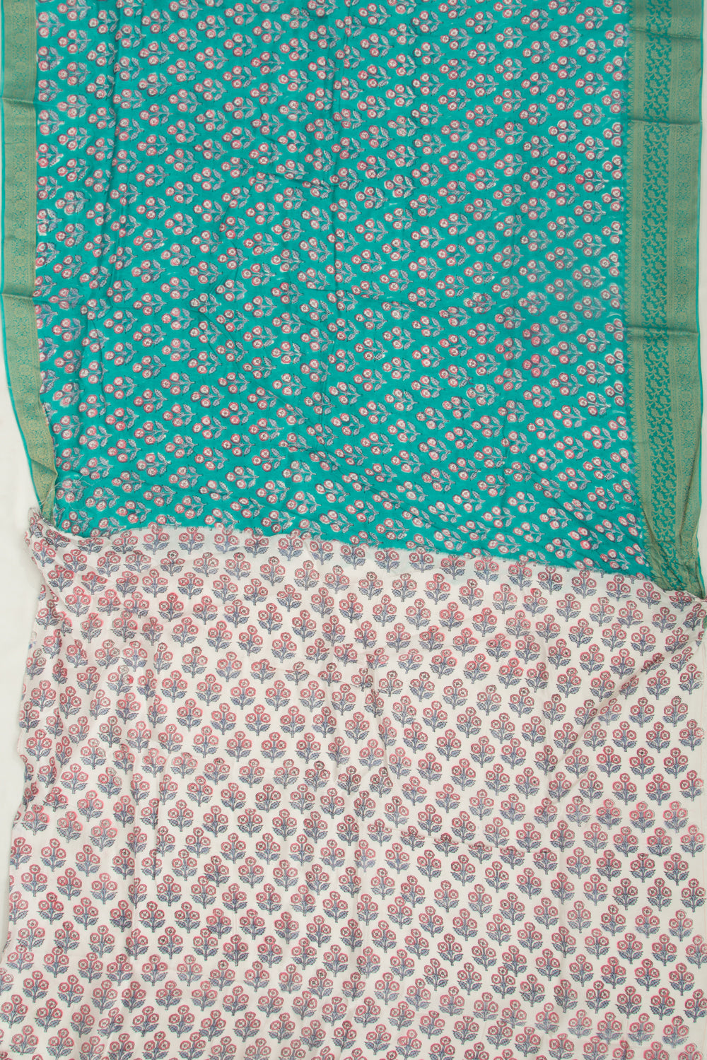 Chanderi Silk Floral Printed Green Saree