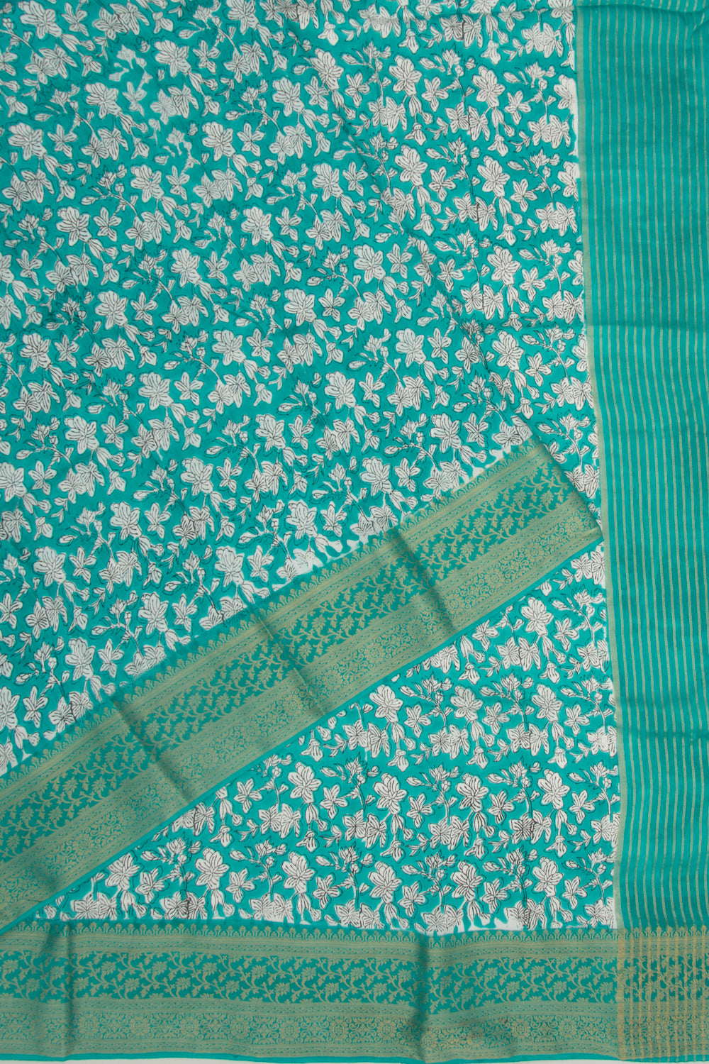 Chanderi Silk Floral Printed Green Saree