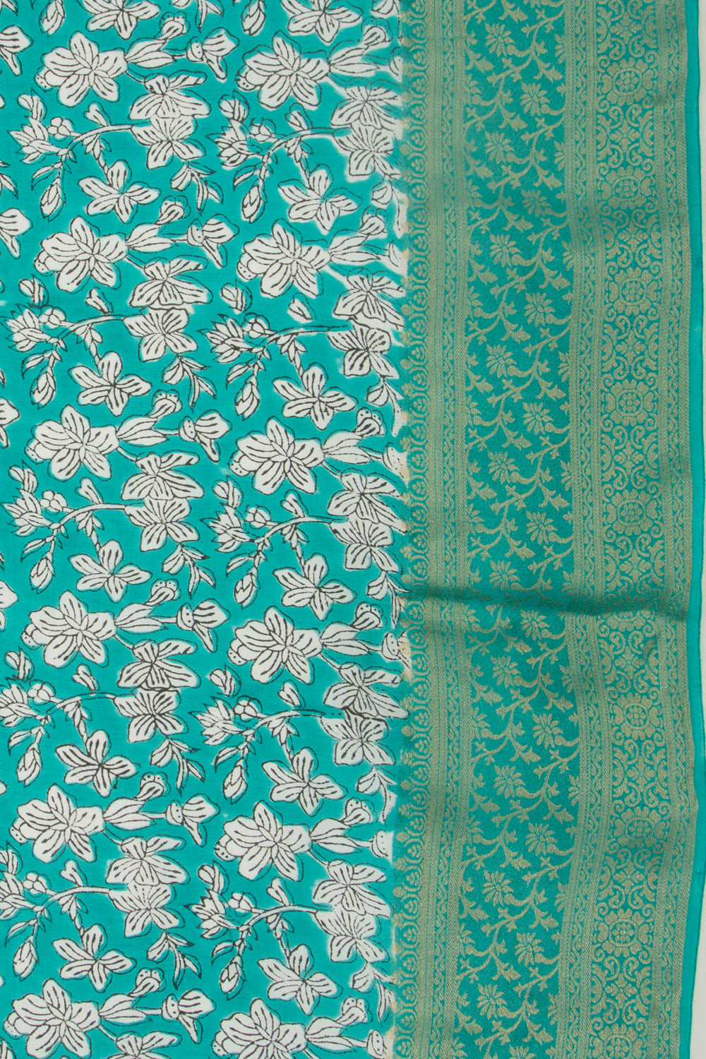 Chanderi Silk Floral Printed Green Saree