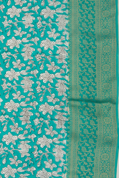 Chanderi Silk Floral Printed Green Saree
