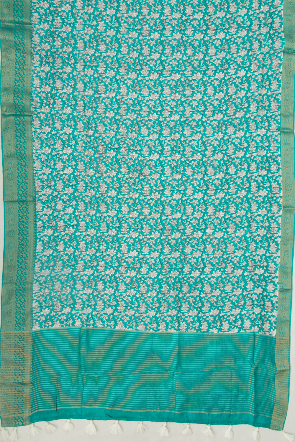 Chanderi Silk Floral Printed Green Saree