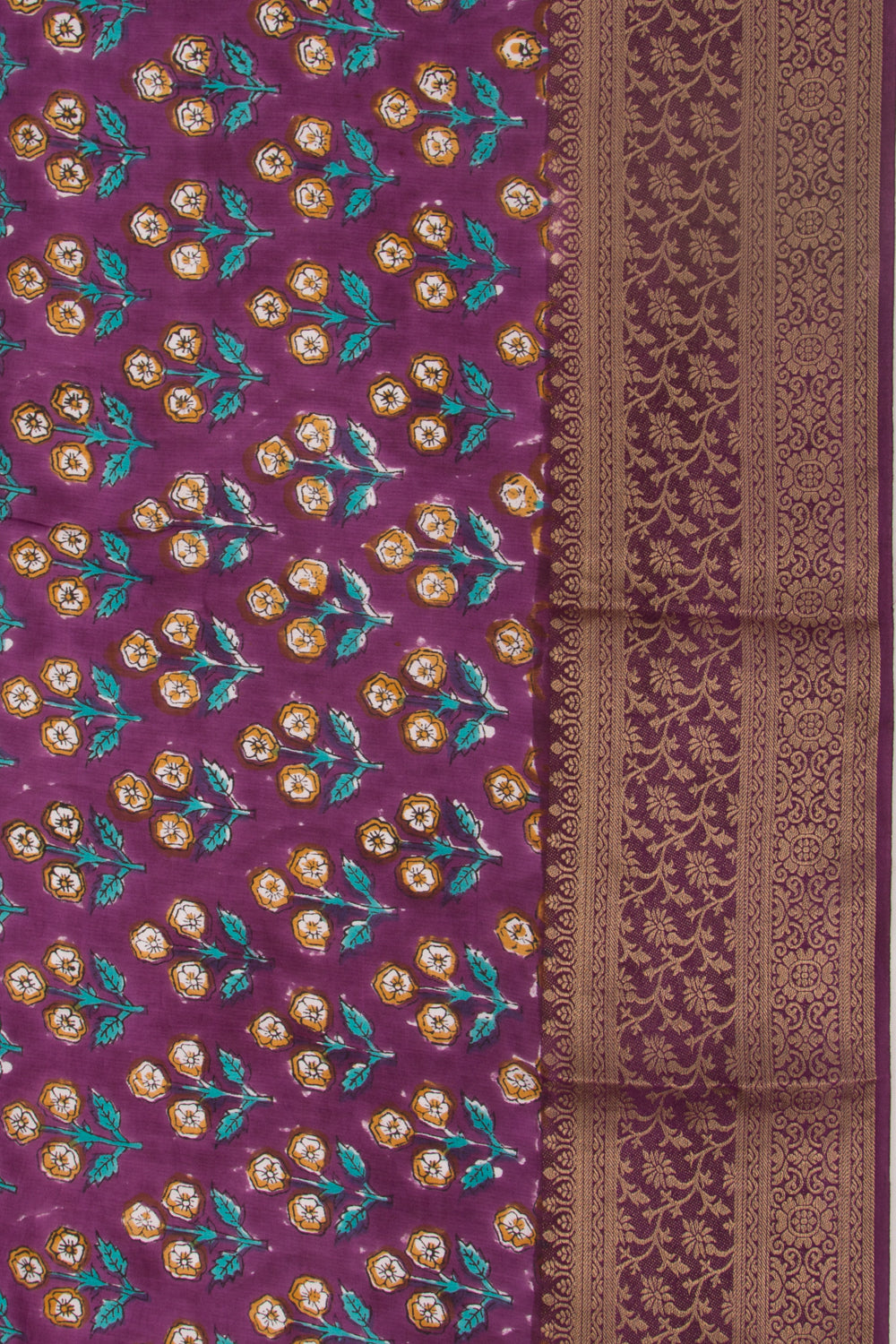 Chanderi Silk Floral Printed Purple Saree