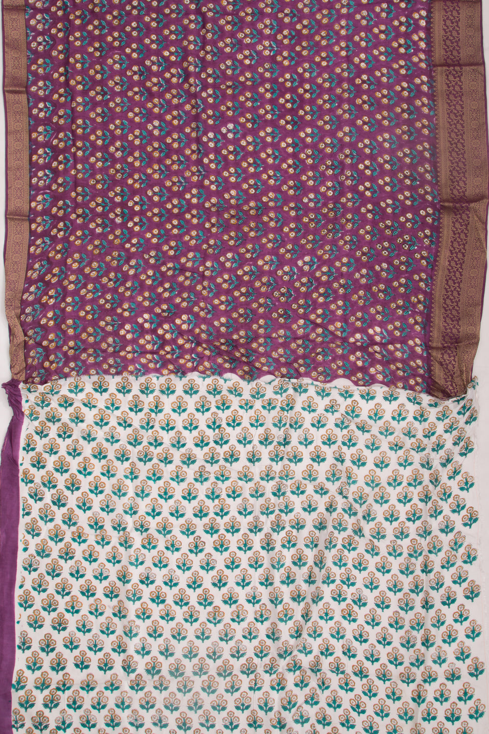 Chanderi Silk Floral Printed Purple Saree