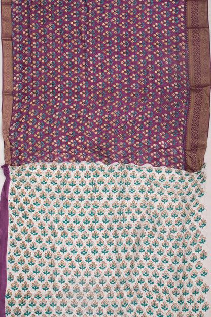 Chanderi Silk Floral Printed Purple Saree