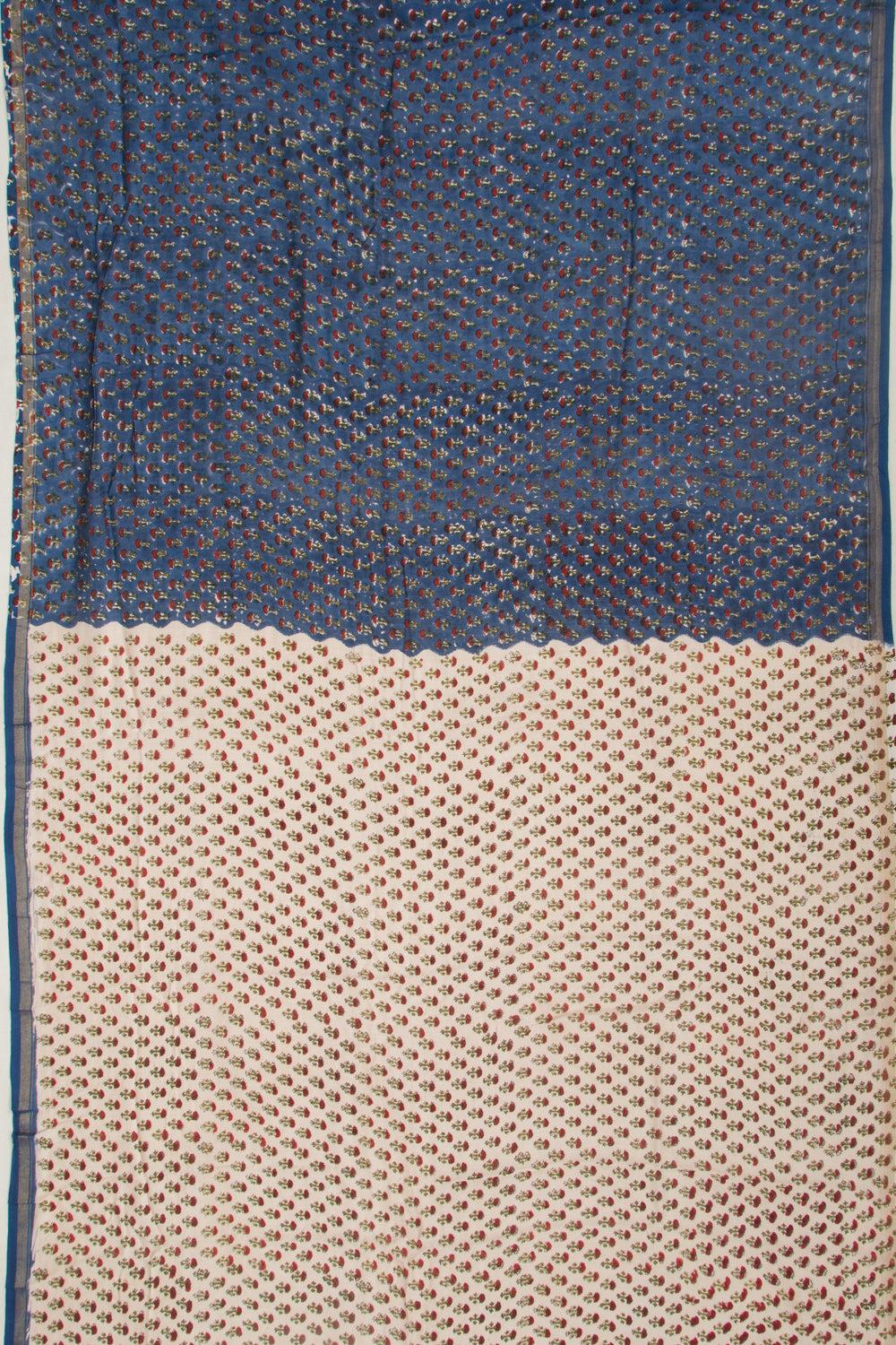 Chanderi Silk Floral Printed Blue Saree