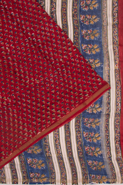 Chanderi Silk Floral Printed Maroon Saree