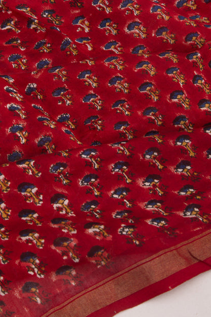 Chanderi Silk Floral Printed Maroon Saree