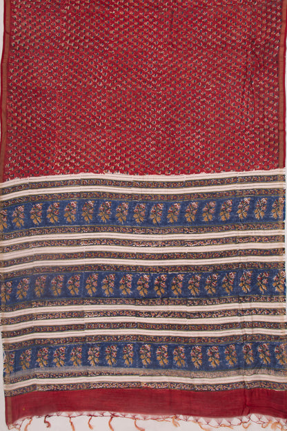 Chanderi Silk Floral Printed Maroon Saree