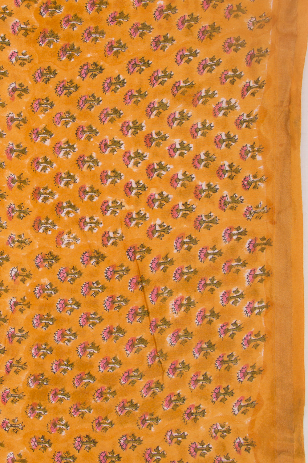 Chanderi Silk Floral Printed Yellow Saree
