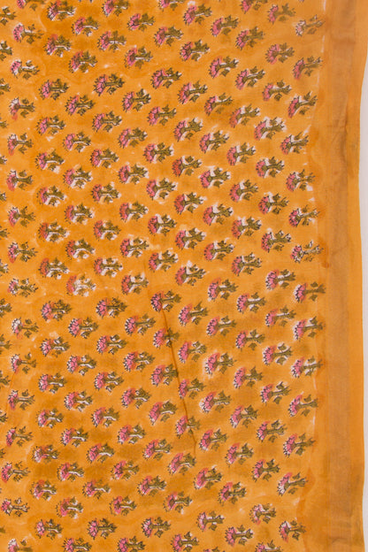 Chanderi Silk Floral Printed Yellow Saree