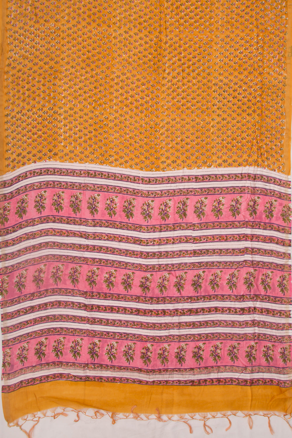 Chanderi Silk Floral Printed Yellow Saree