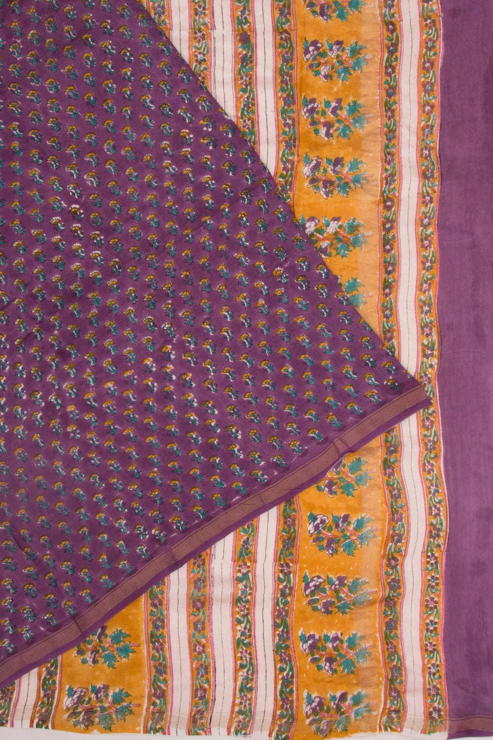Chanderi Silk Floral Printed Purple Saree